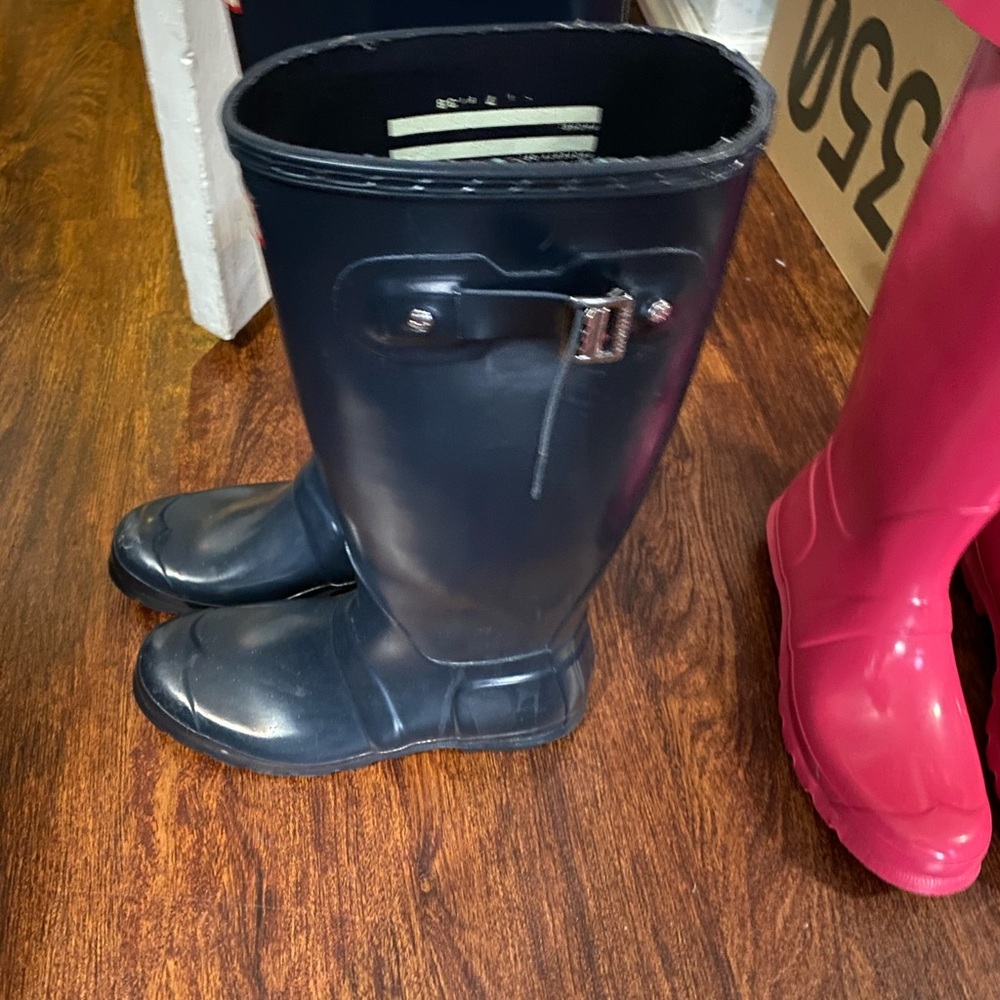 Blue hunter boots